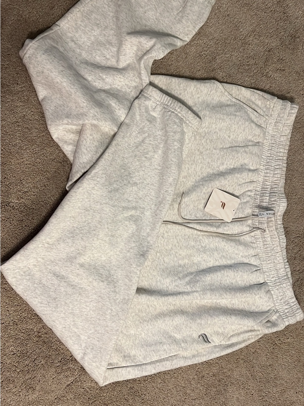 Fabletics Light Gray Cozy Drawstring Athletic Shorts